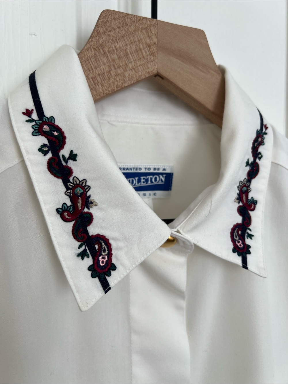 PENDLETON Embroidered Neck Button-Down Long-Sleeve Blouse | 12 - Picture 2 of 14
